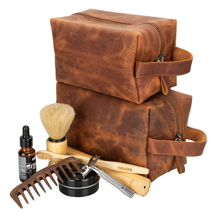 Bloominbag Voyage Burnt Orange Hakiki Deri Dopp Kit – X Large