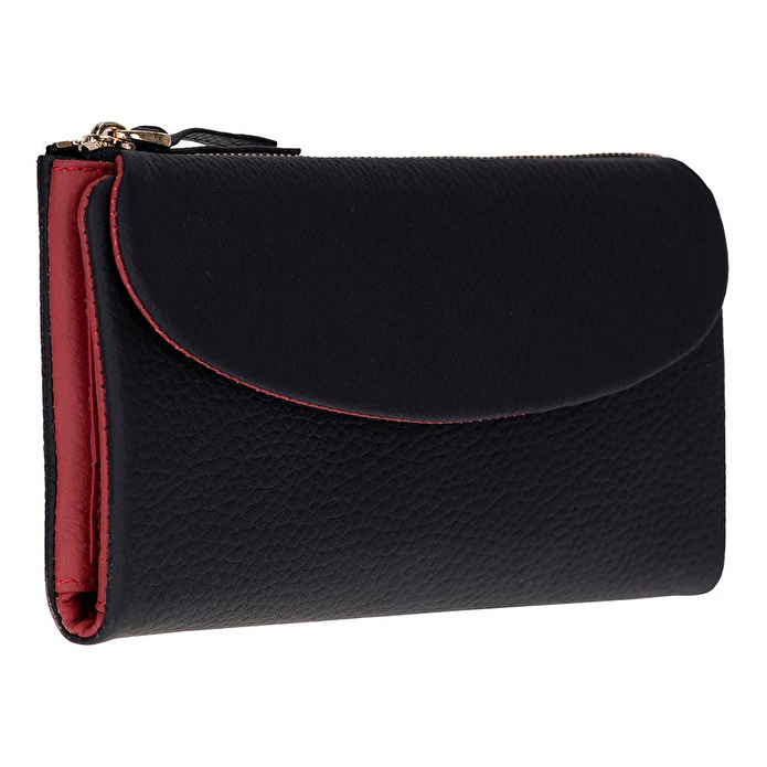 Bloominbag Élia Double Band Noir Black-red Large Deri Kadın Cüzdan & Clutch