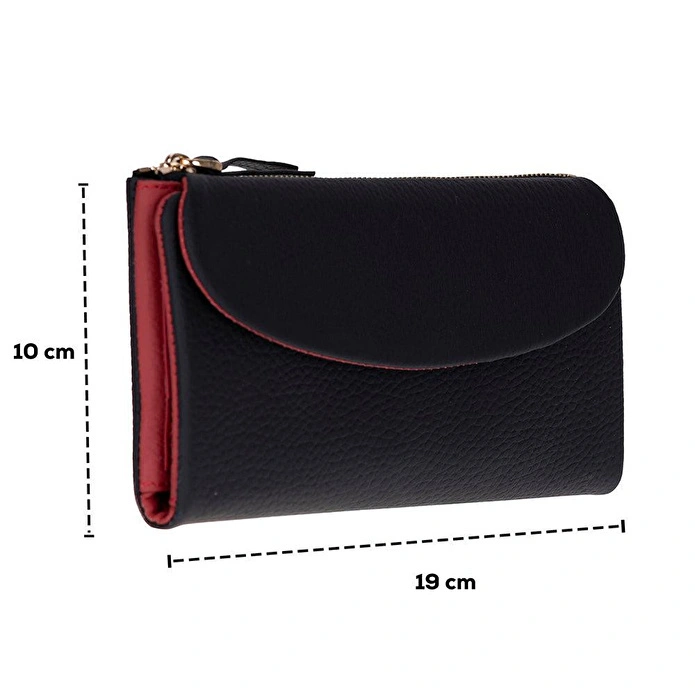 Bloominbag Élia Double Band Noir Black-red Large Deri Kadın Cüzdan & Clutch