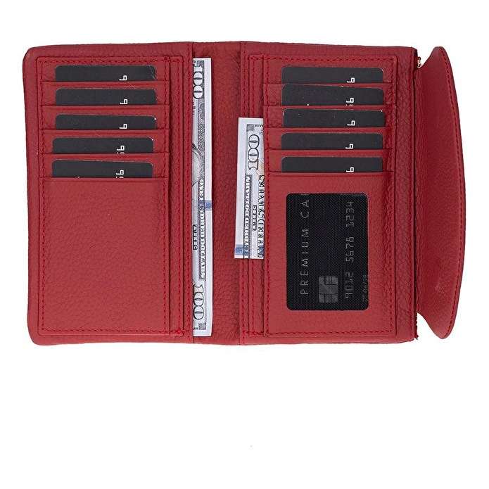 Bloominbag Élia Crimson Red Medium Deri Kadın Cüzdan & Clutch