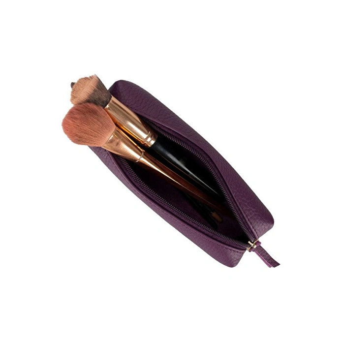 Bloominbag Bloombox Damson Plum Hakiki Deri Kalem & Makyaj Çantası