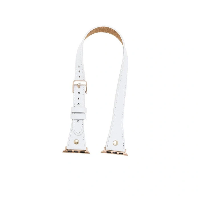 Bloominbag Alpine Double Tour Ivory White Hakiki Deri Apple Watch Kordonu - 44/45/46/49mm