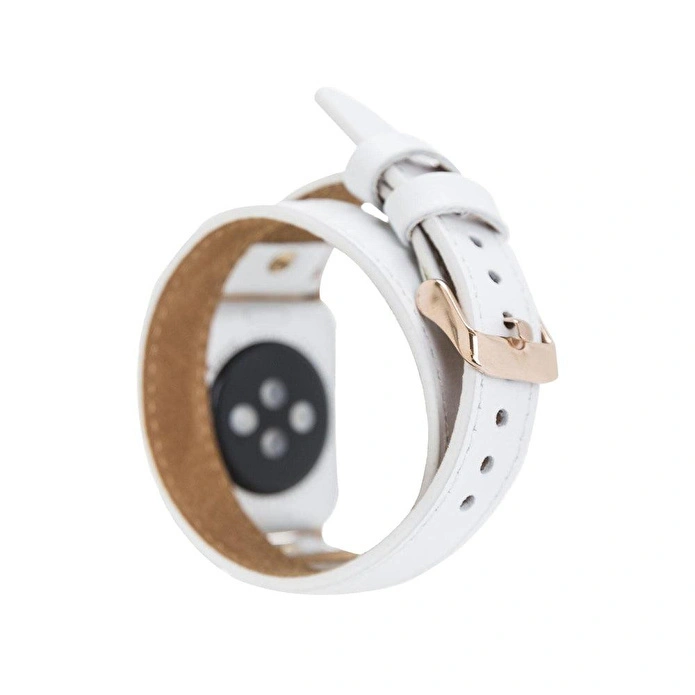 Bloominbag Alpine Double Tour Ivory White Hakiki Deri Apple Watch Kordonu - 44/45/46/49mm