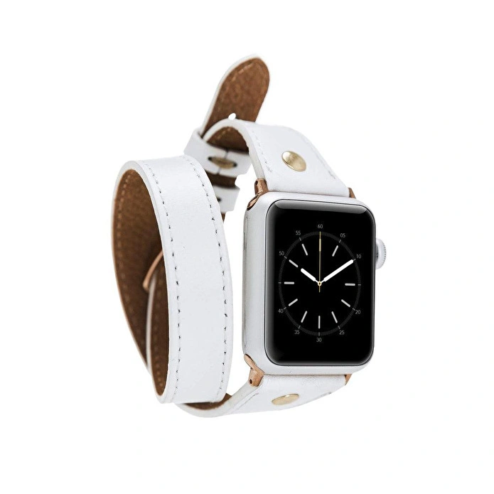 Bloominbag Alpine Double Tour Ivory White Hakiki Deri Apple Watch Kordonu - 44/45/46/49mm