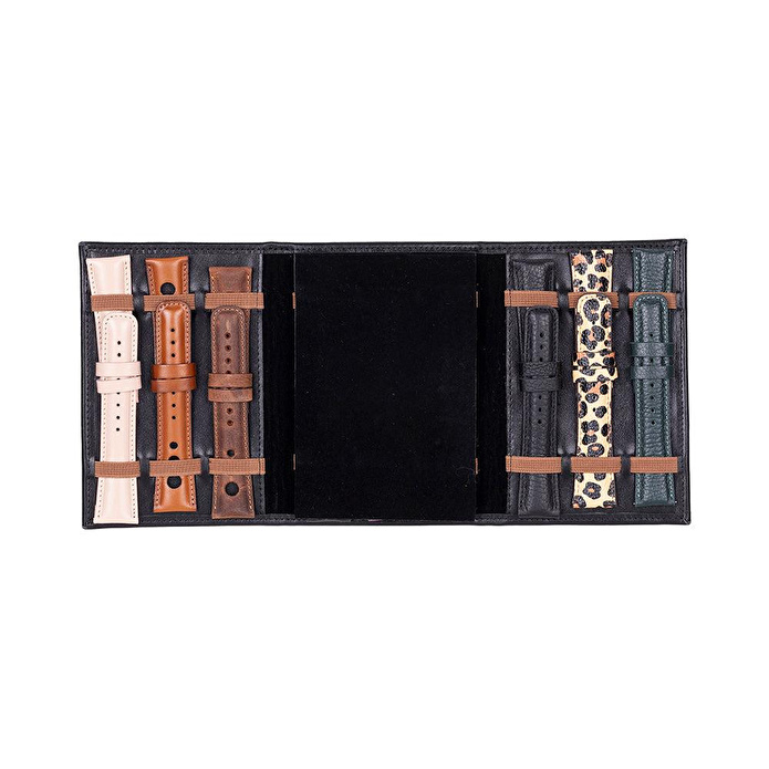 Bloominbag Bloomband Noir Black Akıllı Saat Çantası - Triple Deri Saat Kordonu Organizer