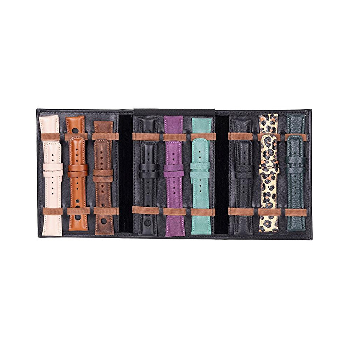 Bloominbag Bloomband Noir Black Akıllı Saat Çantası - Triple Deri Saat Kordonu Organizer