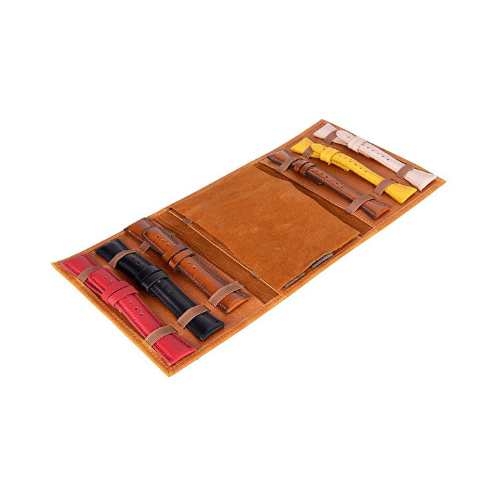 Bloominbag Bloomband Classic Tan Akıllı Saat Çantası - Triple Deri Saat Kordonu Organizer