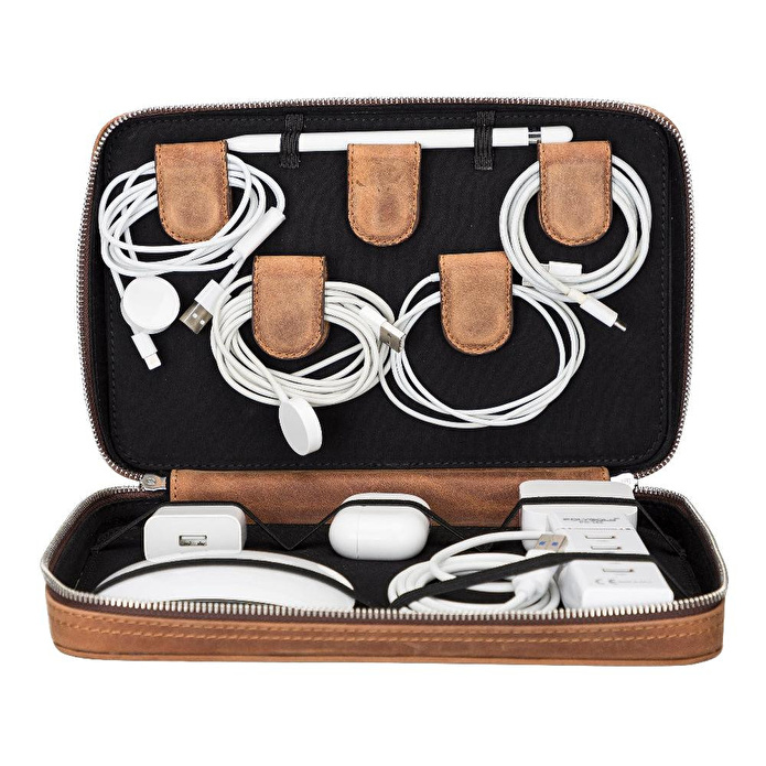 Bloominbag Arcadia Saddle Heritage Premium Deri Teknoloji Kablo & Aksesuar Düzenleyici