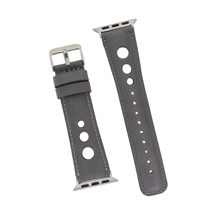 Bloominbag Alpine Stone Gray Hakiki Deri Apple Watch Kordonu - 44/45/46/49mm