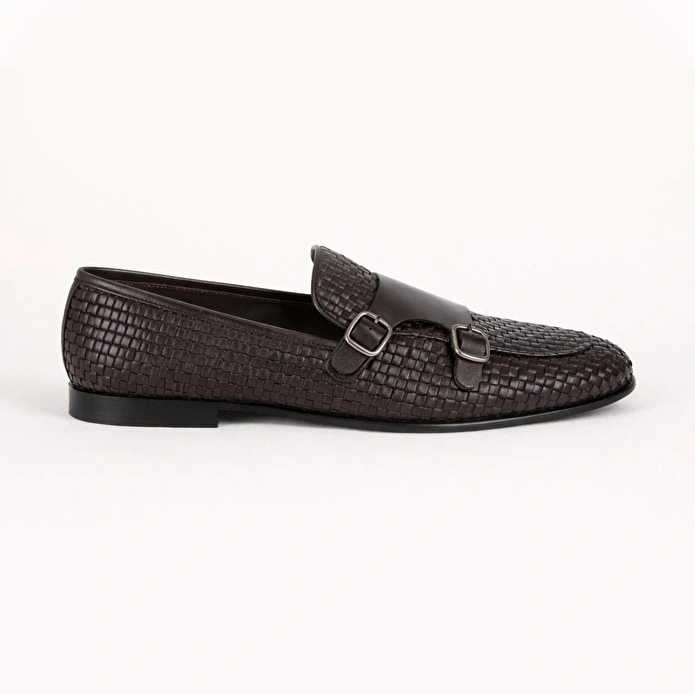 Bloominbag Firenze Double Monk Brown Hand-woven Premium Leather Erkek Ayakkabı- 40 Numara
