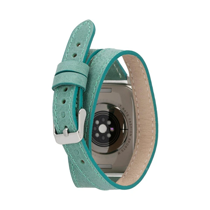 Bloominbag Alpine Slim Double Tour Aqua Hakiki Deri Apple Watch Kordonu - 44/45/46/49mm