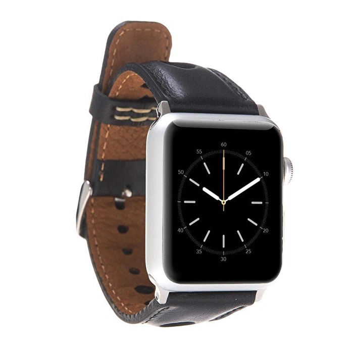 Bloominbag Alpine Noir Black Hakiki Deri Apple Watch Kordonu - 44/45/46/49mm