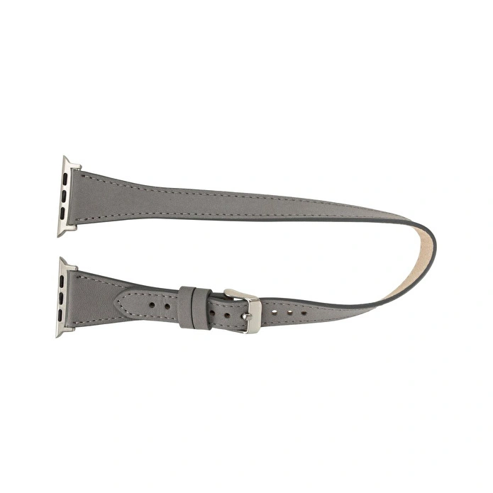 Bloominbag Alpine Slim Double Tour Stone Gray Hakiki Deri Apple Watch Kordonu - 44/45/46/49mm