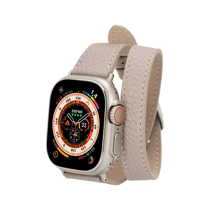 Bloominbag Alpine Slim Double Tour Dune Brown Hakiki Deri Apple Watch Kordonu - 44/45/46/49mm