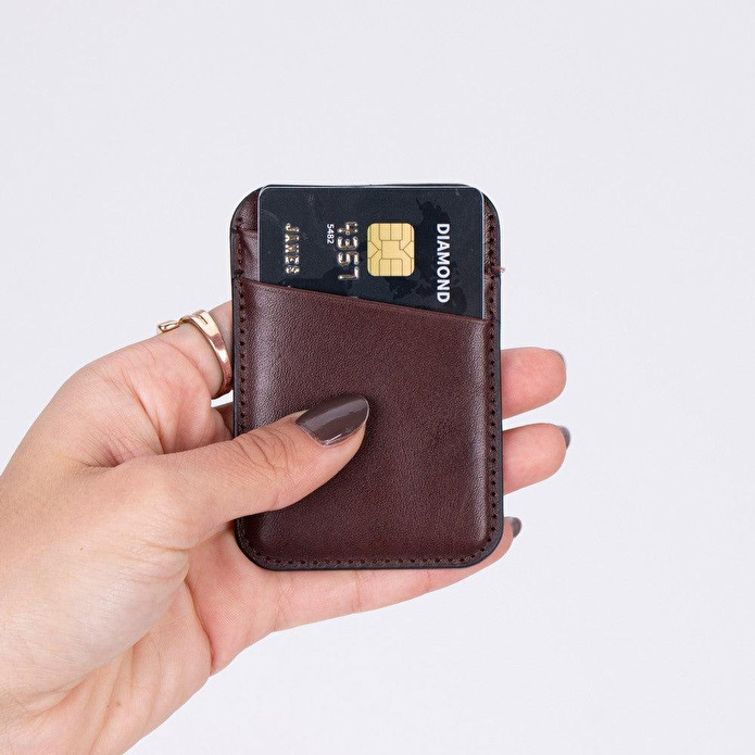 Bloominbag Linea Fit Cc Deep Espresso Leather Magsafe Card Holder
