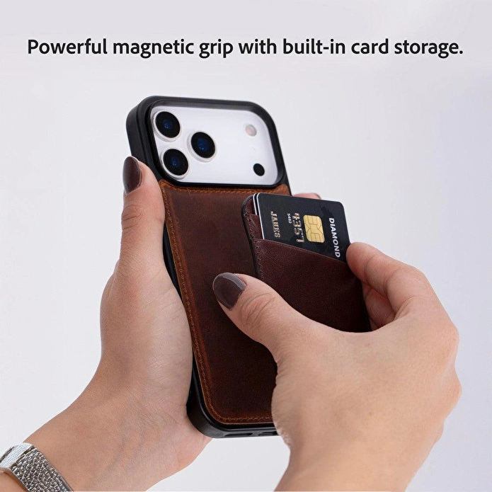 Bloominbag Linea Fit Cc Deep Espresso Leather Magsafe Card Holder