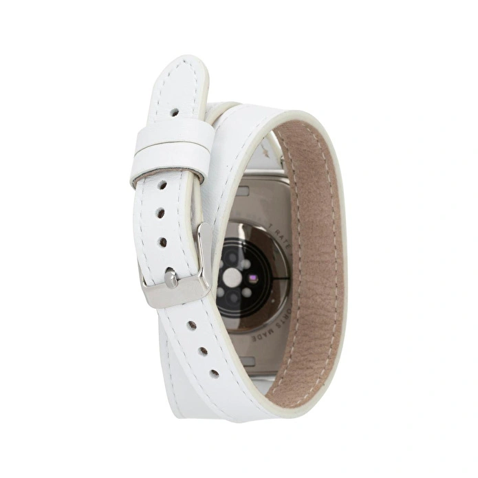 Bloominbag Alpine Slim Double Tour Ivory White Hakiki Deri Apple Watch Kordonu - 44/45/46/49mm