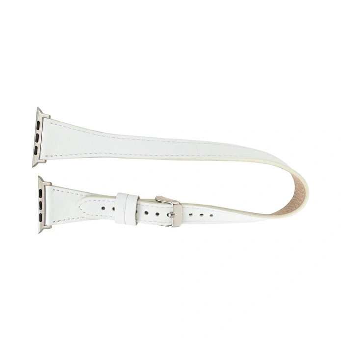 Bloominbag Alpine Slim Double Tour Ivory White Hakiki Deri Apple Watch Kordonu - 44/45/46/49mm