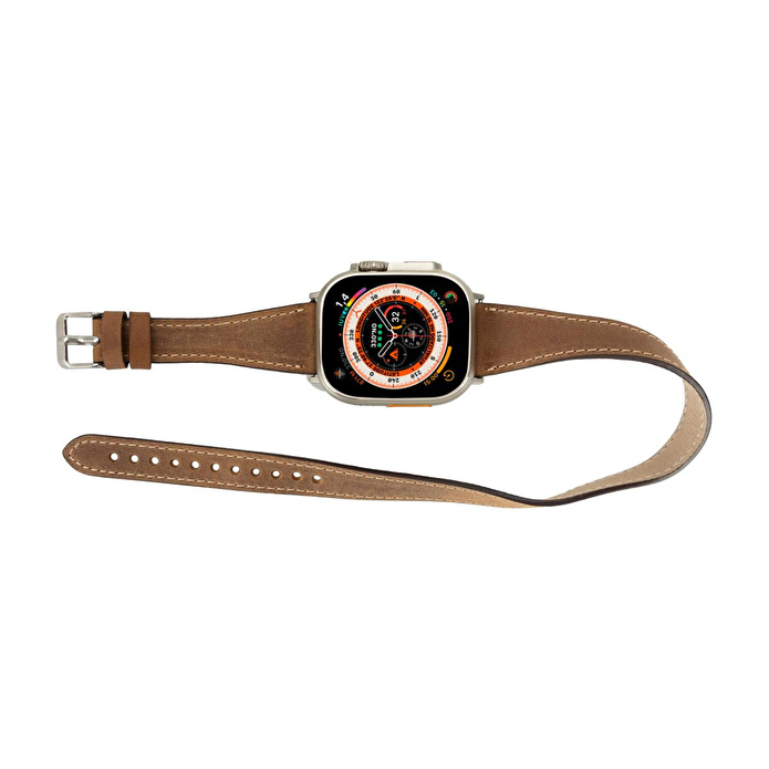Bloominbag Alpine Slim Double Tour Heritage Saddle Hakiki Deri Apple Watch Kordonu - 44/45/46/49mm