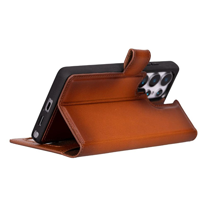 Bloominbag Valeno Warm Tan Deri Samsung Galaxy S25 Ultra(6.9”) Manyetik Ayrılabilir Cüzdanlı Telefon Kılıfı