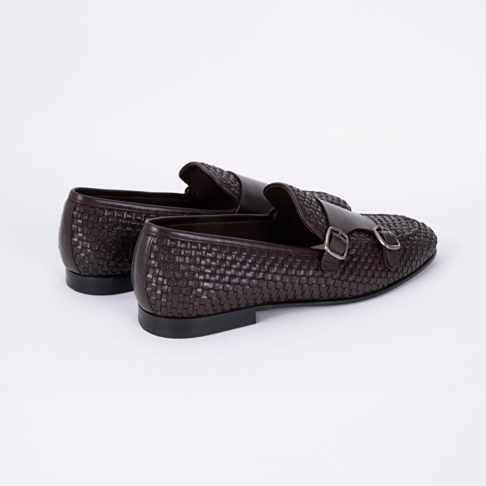 Bloominbag Firenze Double Monk Brown Hand-woven Premium Leather Erkek Ayakkabı- 44 Numara
