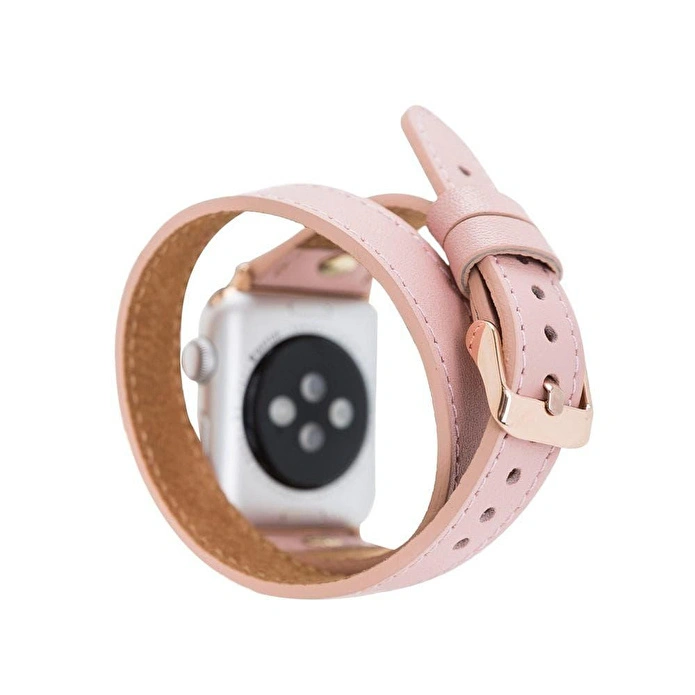 Bloominbag Alpine Double Tour Blush Pink Hakiki Deri Apple Watch Kordonu - 44/45/46/49mm