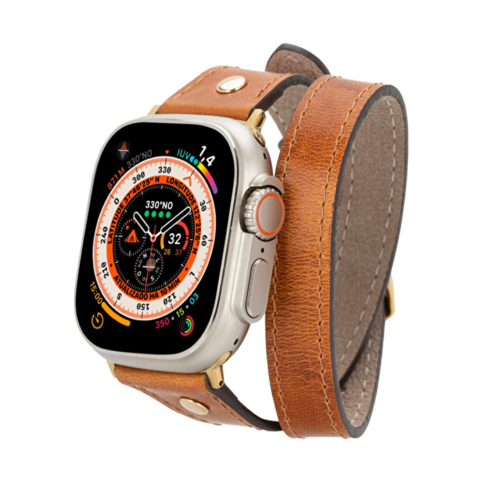 Bloominbag Alpine Double Tour Mocca Brown Hakiki Deri Apple Watch Kordonu - 44/45/46/49mm