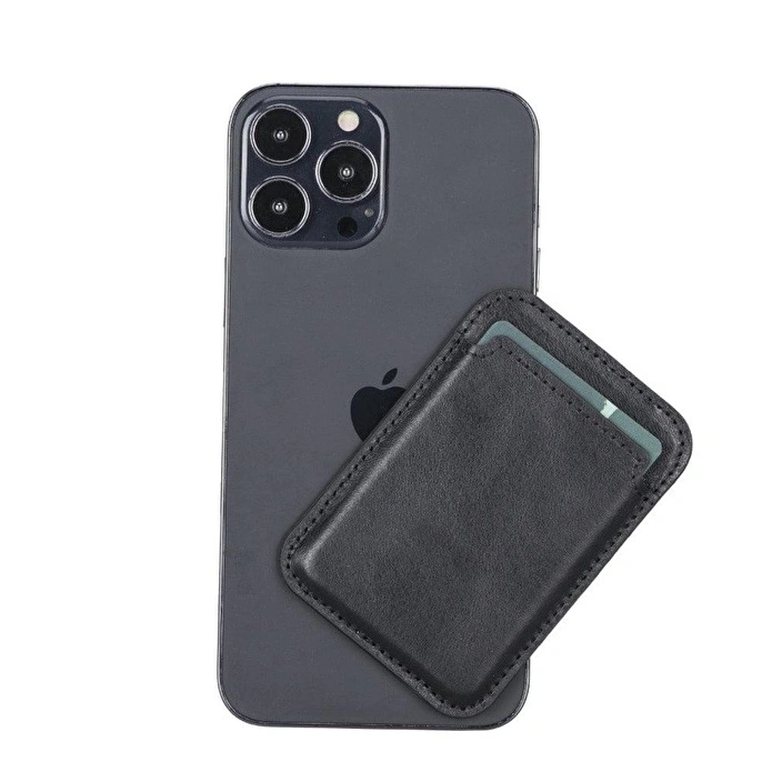Bloominbag Snapé Noir Black Mıknatıslı Deri Telefon Kartlık