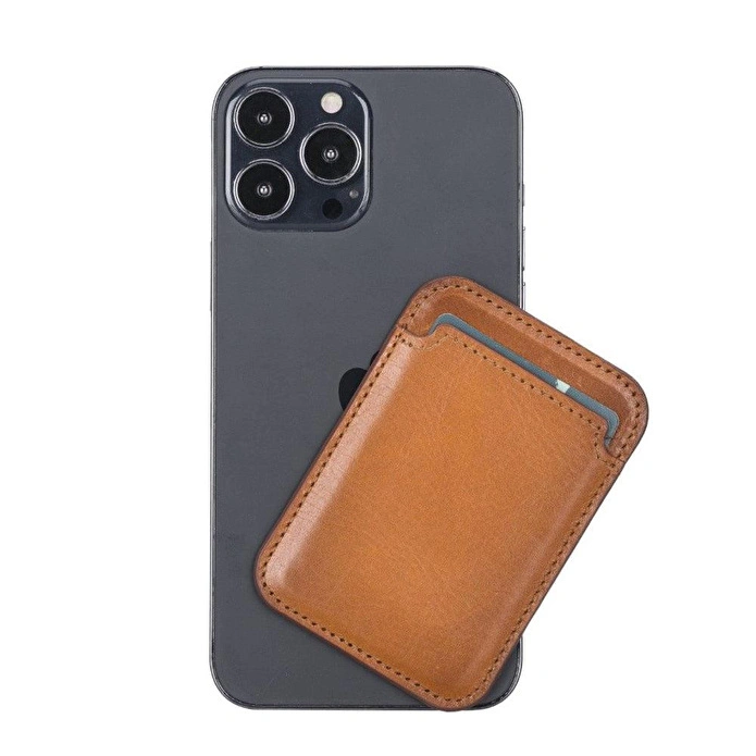 Bloominbag Snapé Warm Tan Mıknatıslı Deri Telefon Kartlık