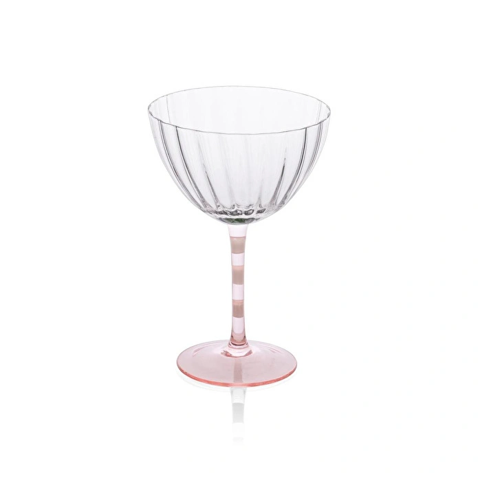 The Mia Ayaklı Cam Dondurma Kasesi Pembe Beyaz 280 Ml
