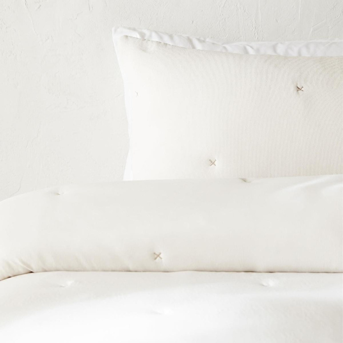Ocean Home Textile Nakışlı Ekru Tek Kişilik Yatak Örtüsü Seti 1 Adet 180 X 230 / 1 Adet 50 X 70 Cm