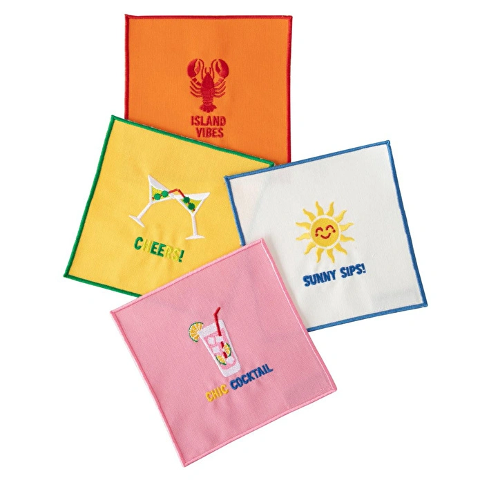 Mudo Home Summer Nakişli 4'lü Kokteyl Peçete 15x15 Cm