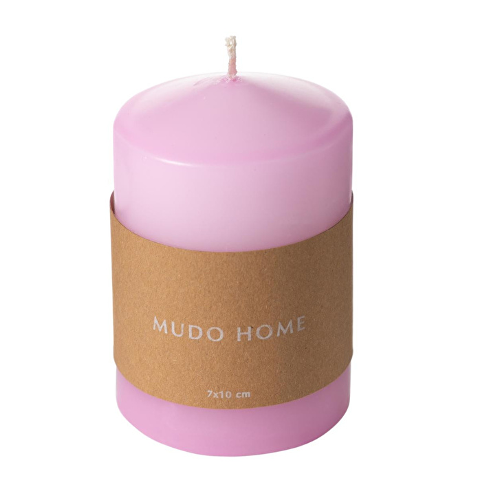Mudo Home Sütun Mum Pembe 7x10 Cm