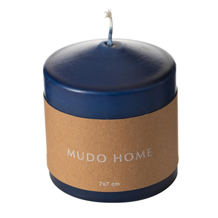 Mudo Home Sütun Mum Laci̇vert 7x7 Cm