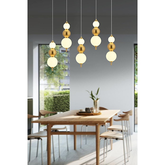 Apliqa Blessa 5'li Sıralı Siyah Eskitme 3 Renkli Led Avize