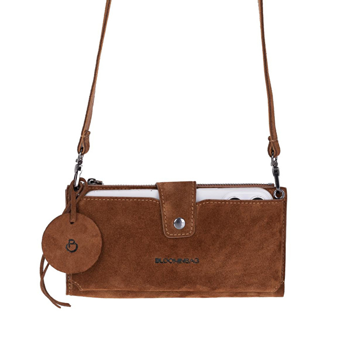 Bloominbag Camel Still Lozan Hakiki Süet Çapraz Askılı Telefon Bölmeli Cüzdan Çanta
