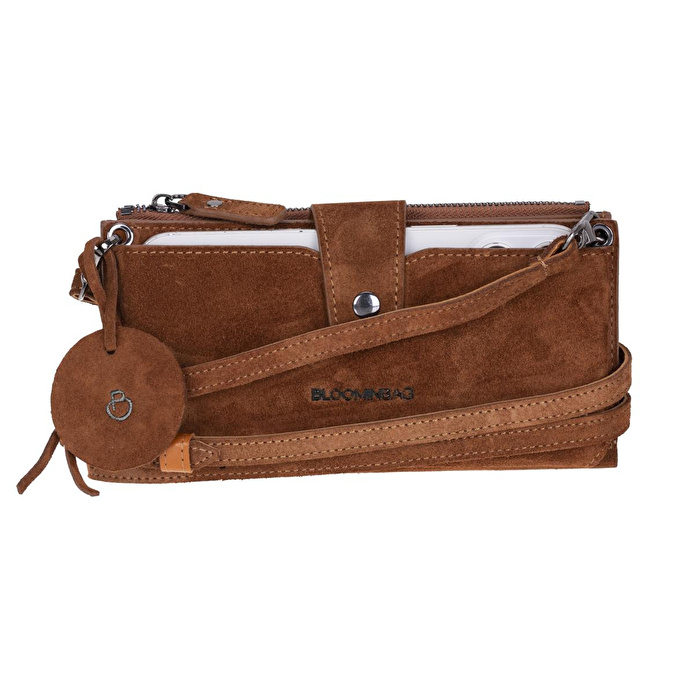Bloominbag Camel Still Lozan Hakiki Süet Çapraz Askılı Telefon Bölmeli Cüzdan Çanta