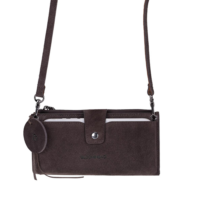 Bloominbag Mocha Still Lozan Hakiki Süet Çapraz Askılı Telefon Bölmeli Cüzdan Çanta