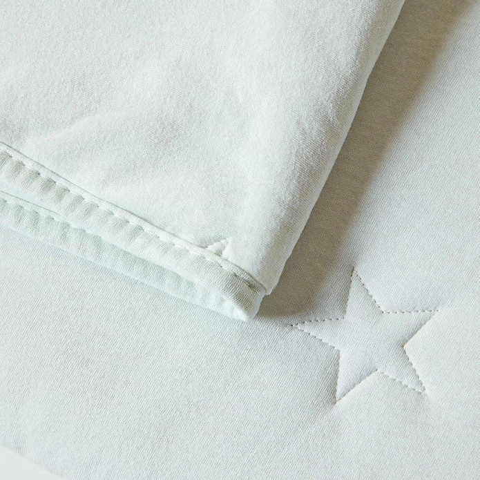 Ocean Home Textile %100 Pamuk Penye Mavi Yıldız Nakışlı Çocuk Tek Kişilik Çok Amaçlı Örtü 155 X 215 Cm