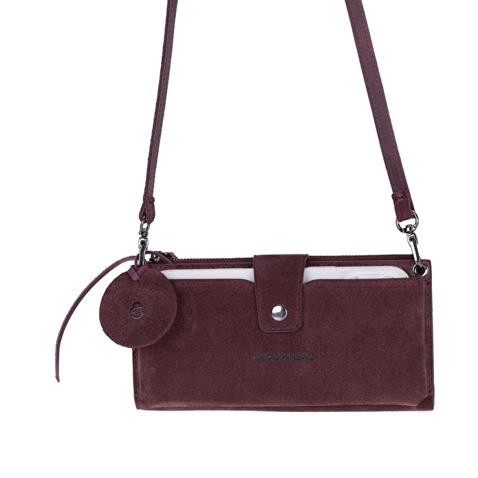 Bloominbag Burgundy Still Lozan Hakiki Süet Çapraz Askılı Telefon Bölmeli Cüzdan Çanta