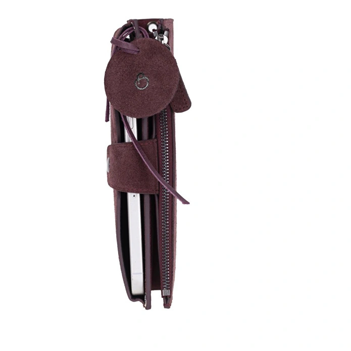 Bloominbag Burgundy Still Lozan Hakiki Süet Çapraz Askılı Telefon Bölmeli Cüzdan Çanta