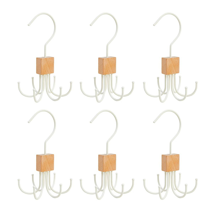 Ocean Home Textile 6'lı 6 Kancalı Mat Beyaz Renk Kauçuk Kaplamalı Metal Çok Amaçlı Askı 14 X 7 Cm