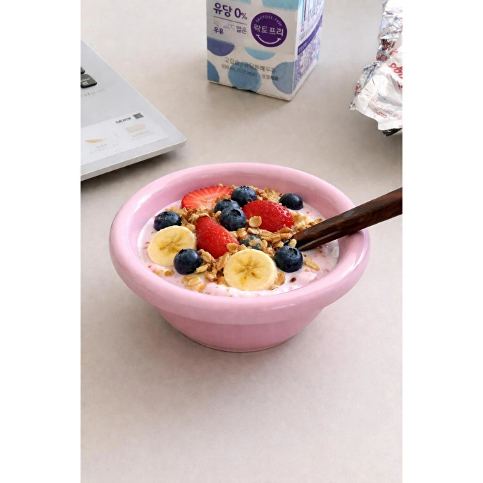 Beige & Stone Seramik Pembe Donut Bowl Kahvaltılık Tatlı Salata Kase