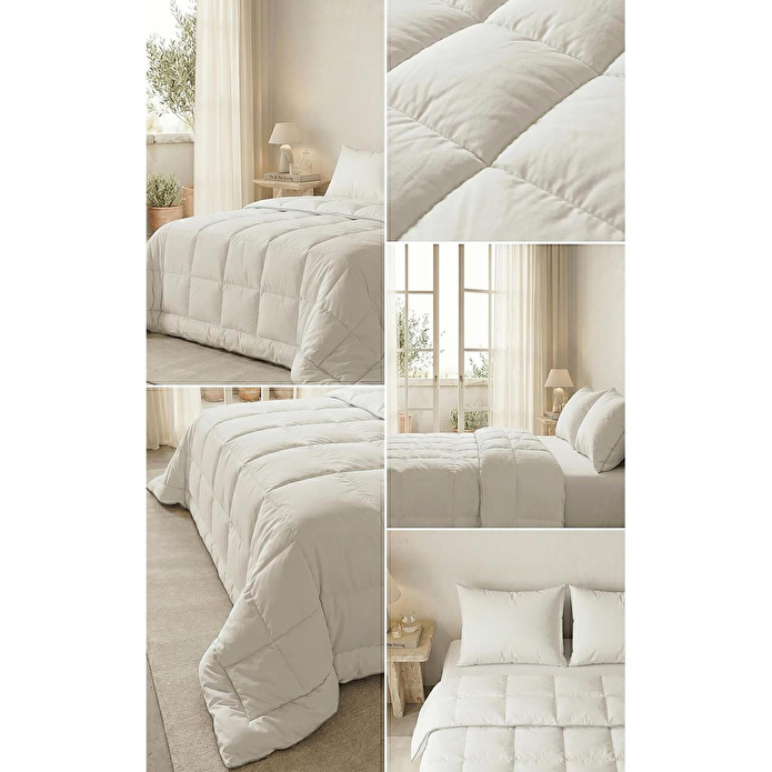 Ocean Home Textile Pamuklu Saten Biyeli Mikrojel Çift Kişilik Yorgan 195 X 215 Cm