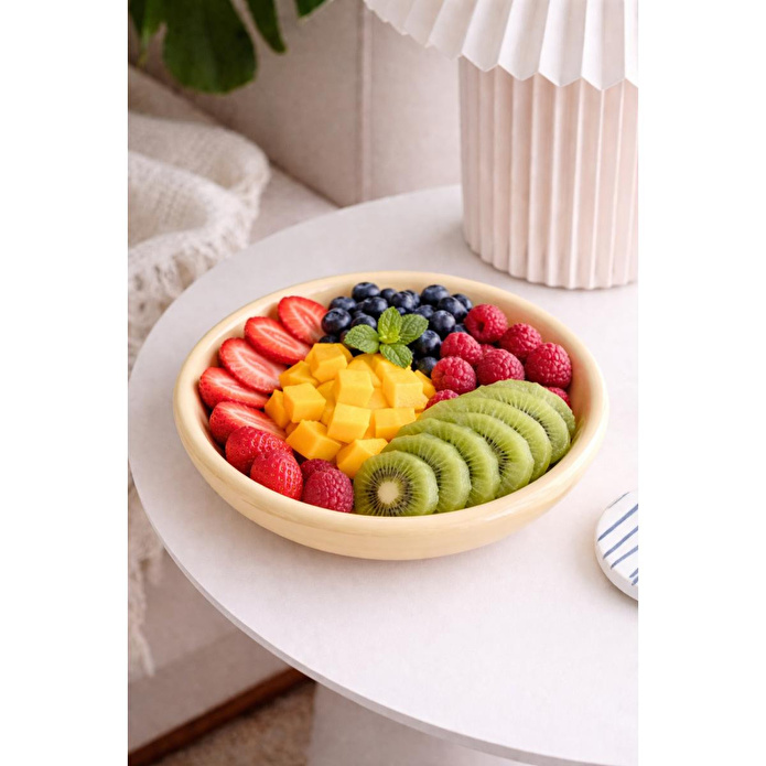 Beige & Stone Sarı Donut Seramik Yemek Tabağı – 21,5 Cm