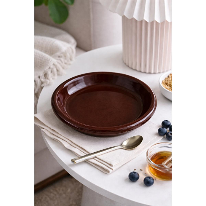Beige & Stone Kahverengi Donut Seramik Yemek Tabağı – 21,5 Cm