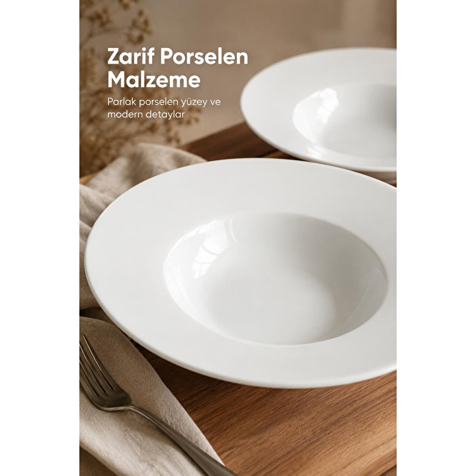 Vienev 2'li Porselen Çukur Makarna Tabağı 28 Cm