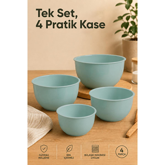 Vienev 8'li Karıştırma Ve Hazırlama Kasesi Seti Mint - 1l 1.5l 2.3l 3.3l