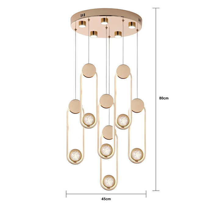Apliqa Beckett 6'lı Kristal Top Başlıklı Gold Sarkıt Led Avize