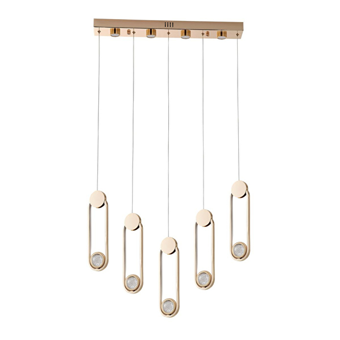 Apliqa Beckett 5'li Sıralı Kristal Top Başlıklı Gold Sarkıt Led Avize